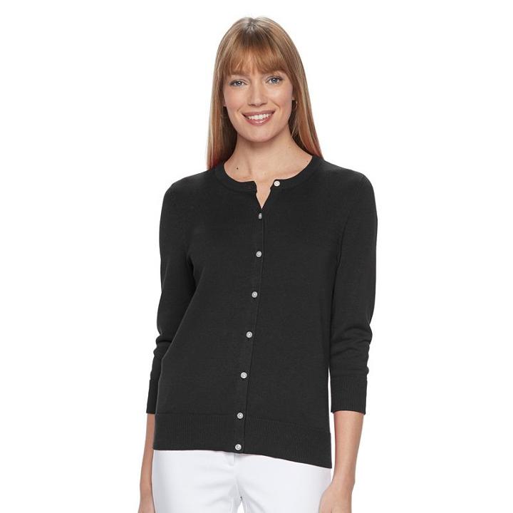 Women's Croft & Barrow&reg; Button Down Cardigan, Size: Large, Black