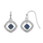 Brilliance Silver-plated Glitter Square Drop Earrings With Swarovski Crystals, Women's, Blue