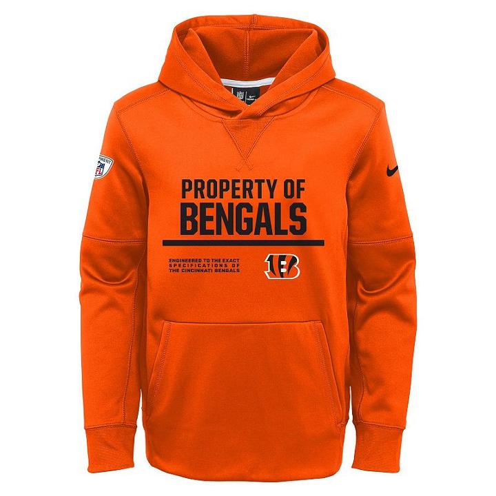 Boys 8-20 Nike Cincinnati Bengals Circuit Therma-fit Hoodie, Boy's, Size: M(10-12), Brt Orange