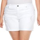 Plus Size Jennifer Lopez Boyfriend Jean Shorts, Women's, Size: 18 W, White