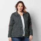 Plus Size Sonoma Goods For Life&trade; Embroidered Utility Jacket, Women's, Size: 2xl, Grey