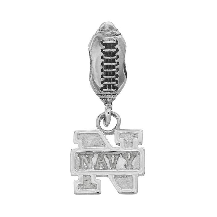 Dayna U Sterling Silver Navy Midshipmen Team Logo Football Charm, Women's, Grey