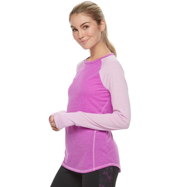 Women's Tek Gear&reg; Raglan Long Sleeve Tee, Size: Large, Med Purple