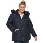 Plus Size D.e.t.a.i.l.s Hooded Quilted Jacket, Women's, Size: 3xl, Blue