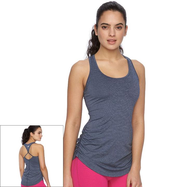 Women's New Balance The Perfect Shirred Racerback Workout Tank, Size: Xl, Blue Other