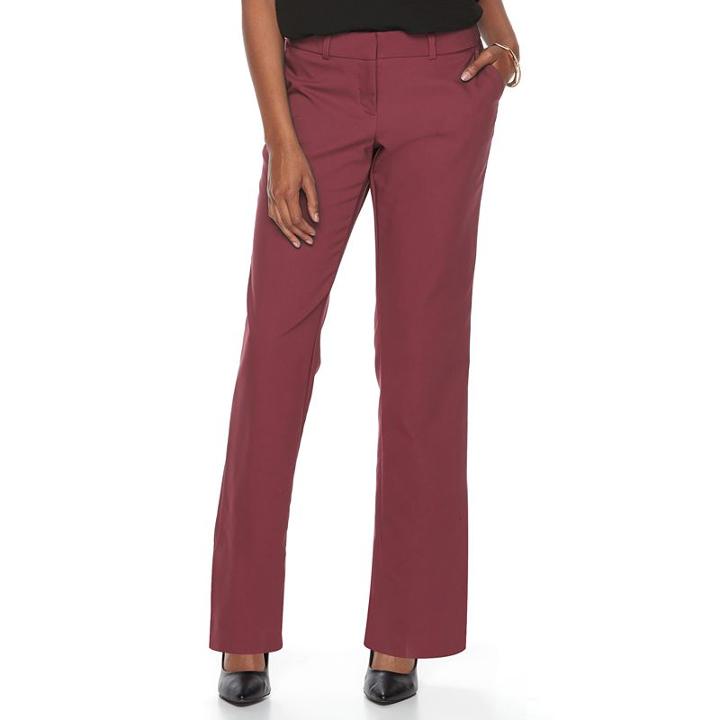 Petite Apt. 9&reg; Torie Straight-leg Dress Pants, Women's, Size: 14 Petite, Red