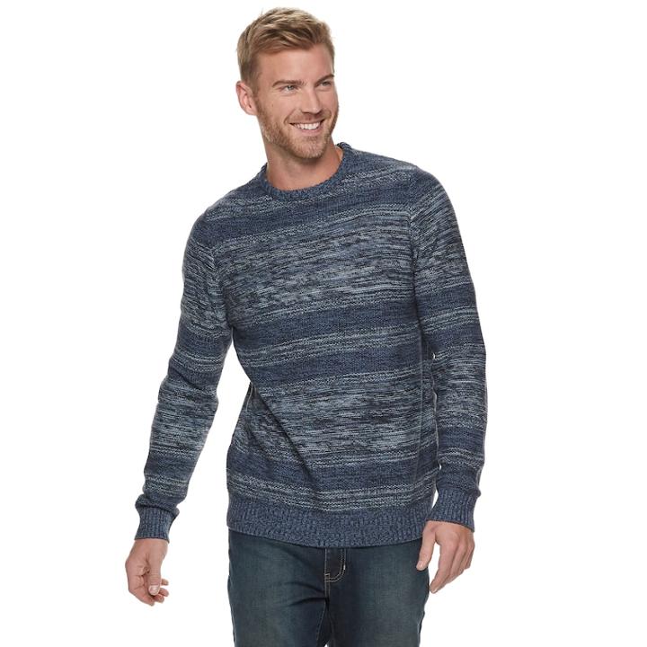 Men's Van Heusen Classic-fit Marled Mixed-stitch Crewneck Sweater, Size: Xxl, Blue