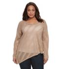 Plus Size Dana Buchman Asymmetrical Pointelle Sweater, Women's, Size: 1xl, Med Beige