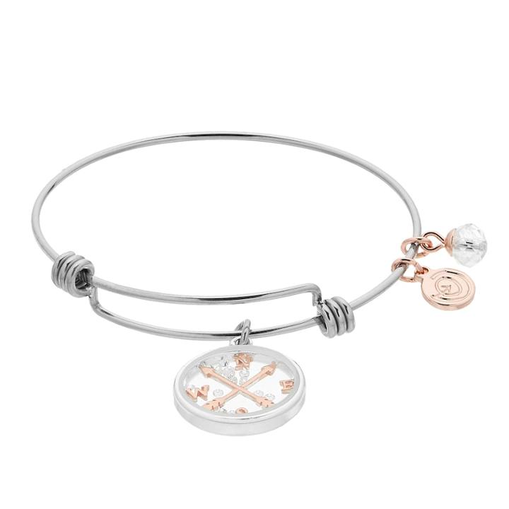 Love This Life Compass Shaker Bangle Bracelet, Women's, Silver