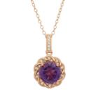 Amethyst And Lab-created White Sapphire 10k Rose Gold Over Silver Halo Pendant Necklace, Women's, Size: 18, Purple