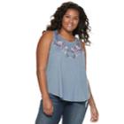 Juniors' Plus Size Mudd&reg; Slubbed Tank, Teens, Size: 3xl, Med Blue