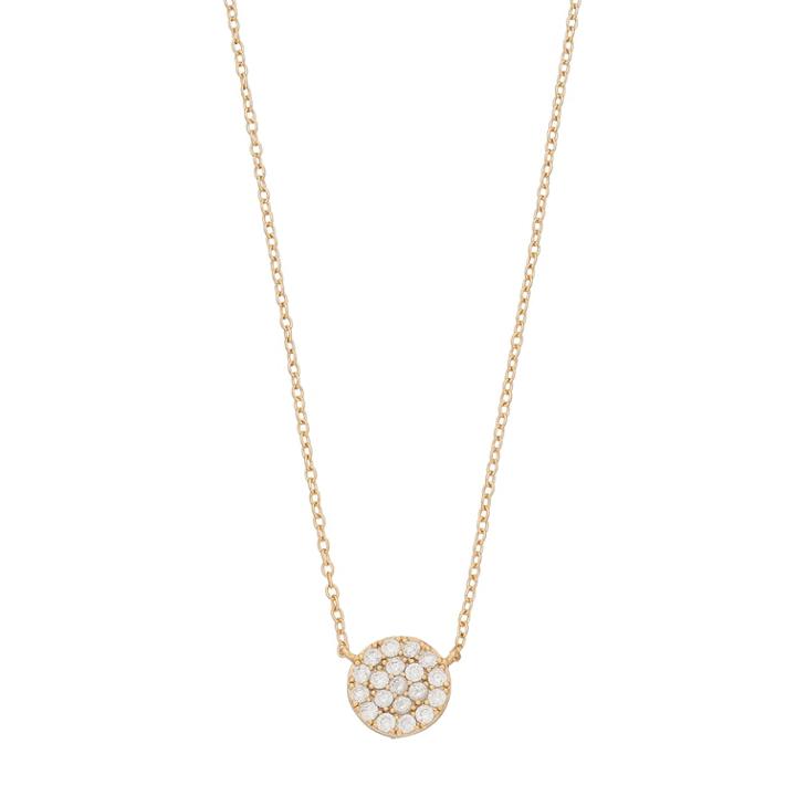 Love This Life Gold Tone Sterling Silver Cubic Zirconia Disc Necklace, Women's, White