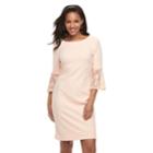 Women's Sharagano Lace Bell-sleeve Sheath Dress, Size: 12, Orange