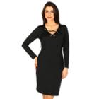 Women's Harve Benard Long Sleeve Drawstring Dress, Size: Large, Black