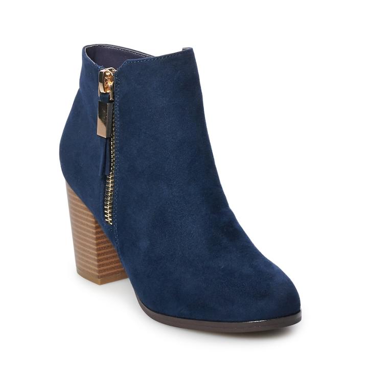 Apt. 9&reg; Timezone Women's High Heel Ankle Boots, Size: 6 Wide, Blue (navy)