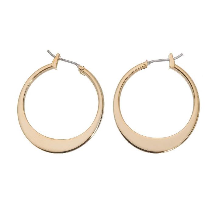 Napier Gold-tone Graduated Flattened Hoop Earrings - 1-in, Women's, Yellow