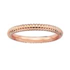 Stacks And Stones 18k Rose Gold Over Silver Textured Stack Ring, Women's, Size: 7, Pink