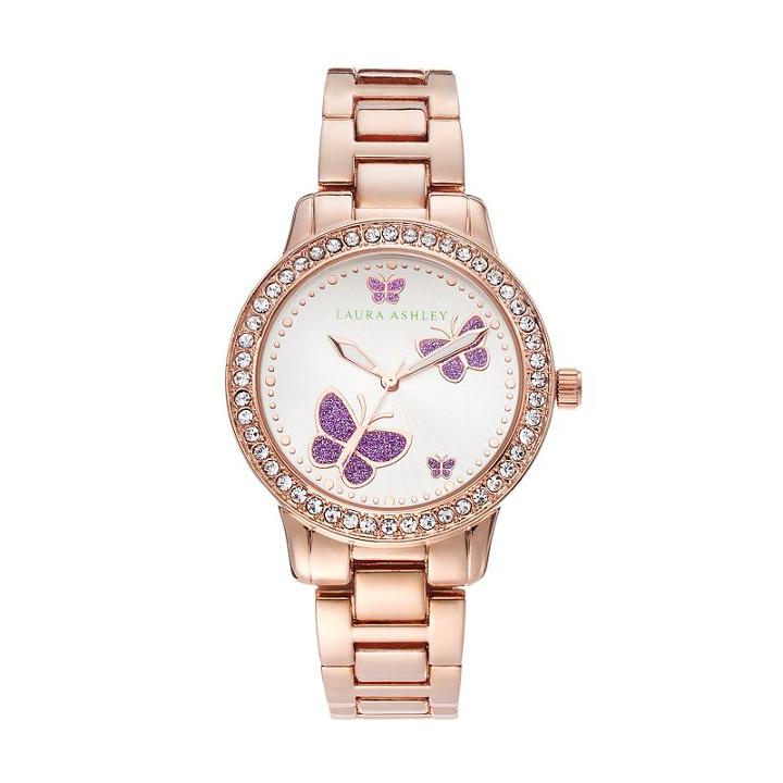 Laura Ashley Women's Crystal Watch, Pink