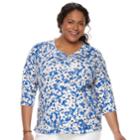 Plus Size Croft & Barrow&reg; Solid V-neck Tee, Women's, Size: 2xl, Dark Blue