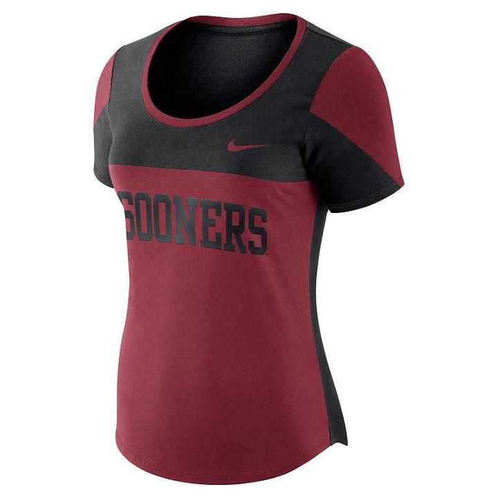 Women's Nike Oklahoma Sooners Enzyme-washed Colorblock Tee, Size: Xxl, Dark Red