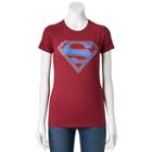 Juniors' Dc Comics Superman Metallic Logo Graphic Tee, Girl's, Size: Large, Med Red