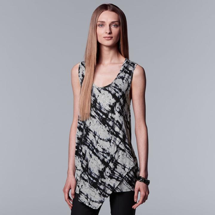 Women's Simply Vera Vera Wang Abstract Asymmetrical Tank, Size: Xl, Oxford