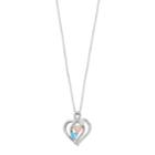 Sterling Silver Lab-created Opal & White Sapphire Heart Pendant, Women's, Size: 18, Blue
