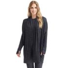 Women's Cuddl Duds Sweater Knit Wrap Cardigan, Size: L-xl, Grey (charcoal)