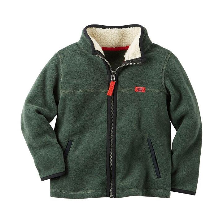 Boys 4-8 Carter's 1865 Heathered Microfleece Zip-up Jacket, Size: 4, Light Grey