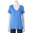 Women's Apt. 9&reg; Essential V-neck Tee, Size: Large, Blue (navy)
