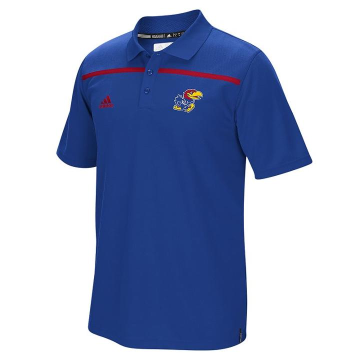 Adidas, Men's Kansas Jayhawks Sideline Coaches Polo, Size: Small, Blue