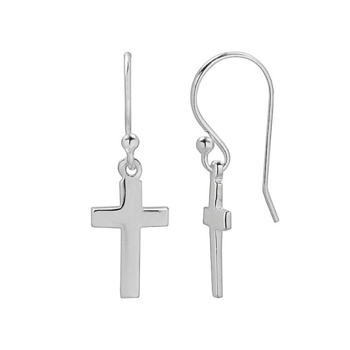 Primrose Sterling Silver Cross Drop Earrings, Women's, Grey