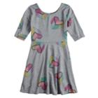 Girls 7-16 & Plus Size So&reg; Elbow Sleeve Graphic Print Skater Dress, Size: S/7-8, Light Grey
