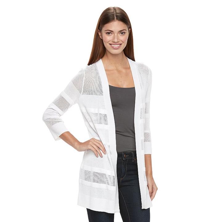 Women's Apt. 9&reg; Pointelle Cardigan, Size: Small, White