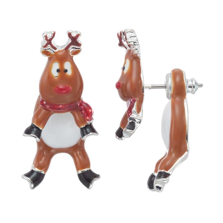 Reindeer Front Back Earrings, Women's, Multicolor