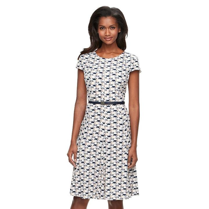 Women's Jessica Howard Geometric A-line Dress, Size: 6, Blue (navy)