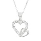 Junior Jewels Kids' Sterling Silver Cubic Zirconia Heart Pendant, Girl's, Size: 13, White