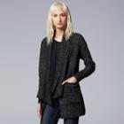 Women's Simply Vera Vera Wang Drop-shoulder Cardigan, Size: Medium, Black