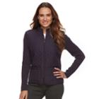 Petite Croft & Barrow&reg; Quilted Zip-front Sweater, Women's, Size: Xs Petite, Drk Purple
