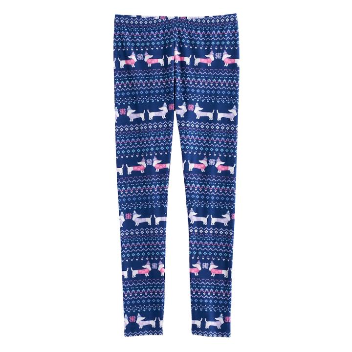 Girls 7-16 & Plus Size So&reg; Fairisle Pattern Leggings, Size: 18 1/2, Blue