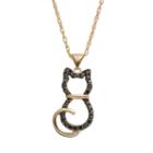 Hsus Cubic Zirconia 18k Gold Over Silver Cat Pendant Necklace, Women's, Size: 18, Black