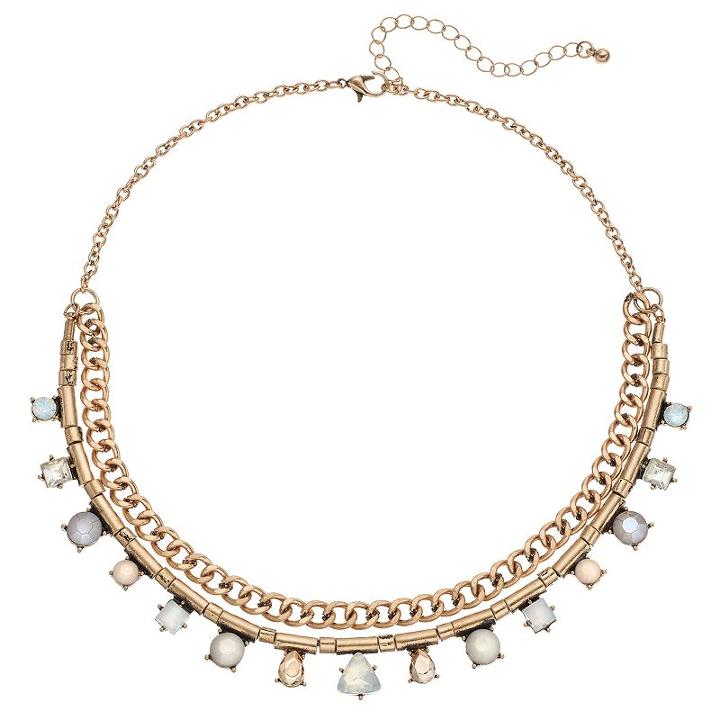Mudd&reg; Geometric Stone Swag Necklace, Women's, Gold