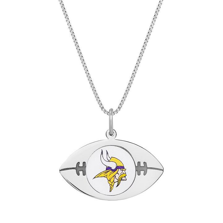Sterling Silver Minnesota Vikings Football Pendant Necklace, Women's, Size: 24, Grey