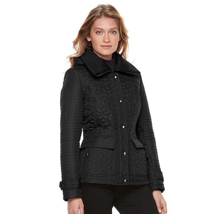 Women's Weathercast Quilted Anorak, Size: Medium, Black