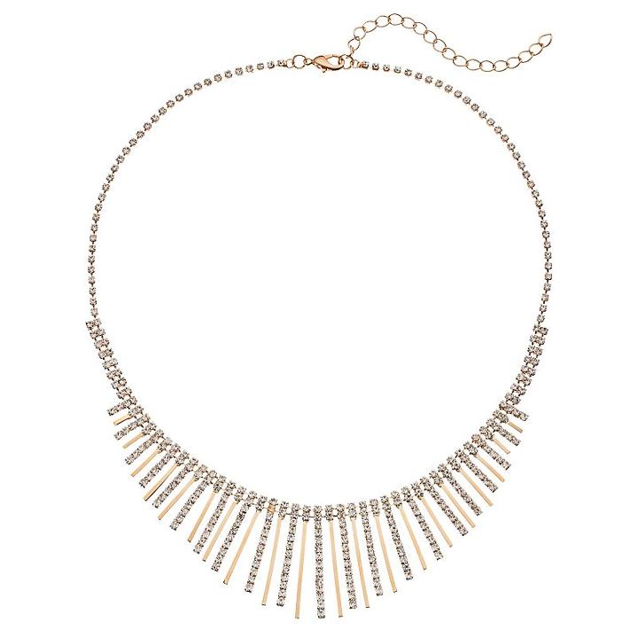 Simulated Crystal Graduated Bar Necklace, Women's, Multicolor
