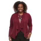 Plus Size Dana Buchman Open Front Faux-suede Jacket, Women's, Size: 1xl, Dark Red