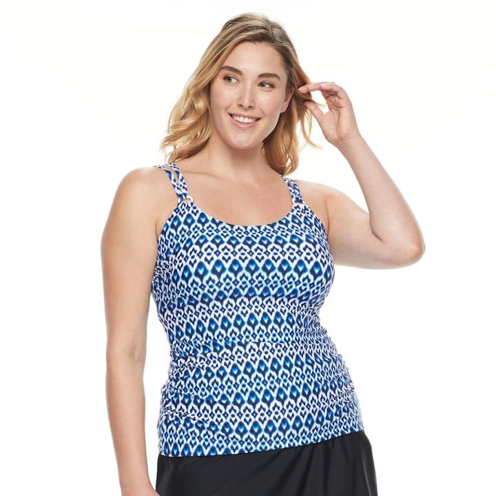 Plus Size Croft & Barrow&reg; D-cup Tankini Top, Women's, Size: 18 W, Blue Moon Blue White