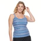 Plus Size Croft & Barrow&reg; D-cup Tankini Top, Women's, Size: 18 W, Blue Moon Blue White