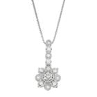 10k White Gold 1/5 Carat T.w. Diamond Flower Pendant, Women's, Size: 18