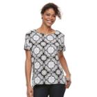 Women's Croft & Barrow&reg; Crepe Popover Top, Size: Large, Black
